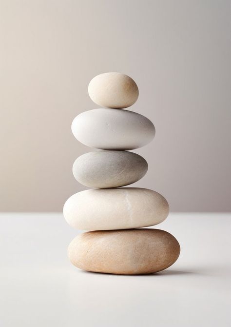 A minimal bunch of rocks sitting on top of a white surface pebble simplicity zen-like. AI generated Image by rawpixel.